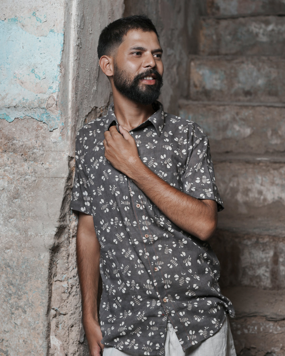 Karvaah- Earth Whisper Natural Dye Hand Block Print Cotton Shirt