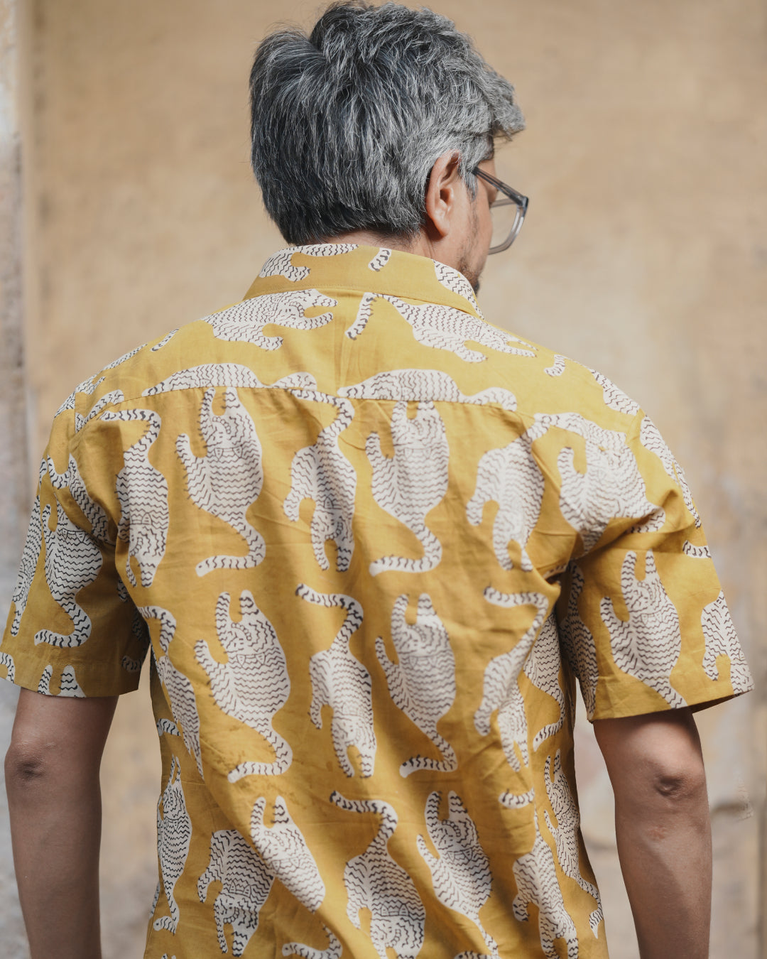 Karvaah- Golden Tiger Natural Dye Hand Block Print Cotton Shirt