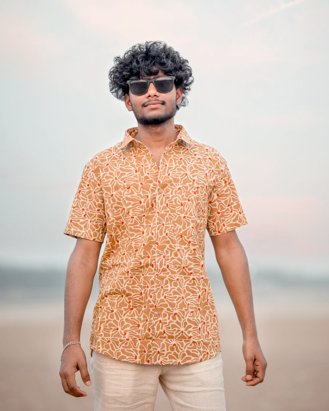 Karvaah- Rustic Bloom Heritage Natural Dye Hand Block Print Shirt