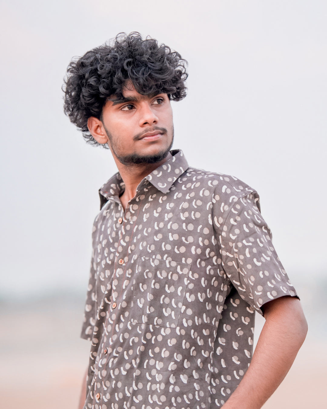 Karvaah- Moonstone Natural Dye Hand Block Print Cotton Shirt