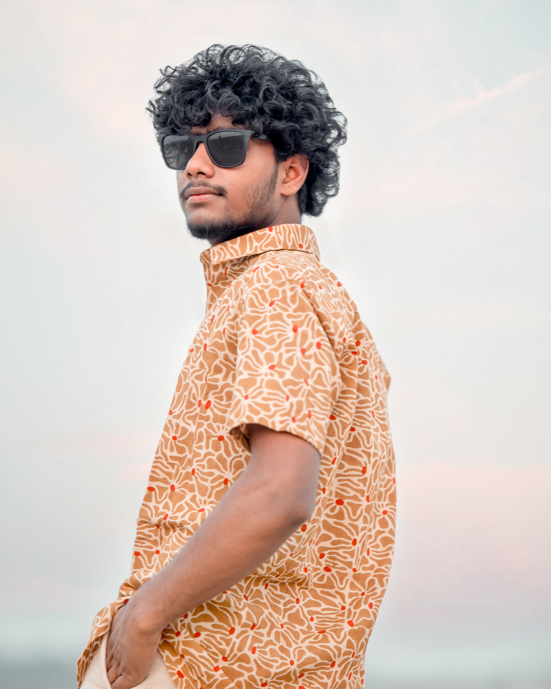 Karvaah- Rustic Bloom Heritage Natural Dye Hand Block Print Shirt