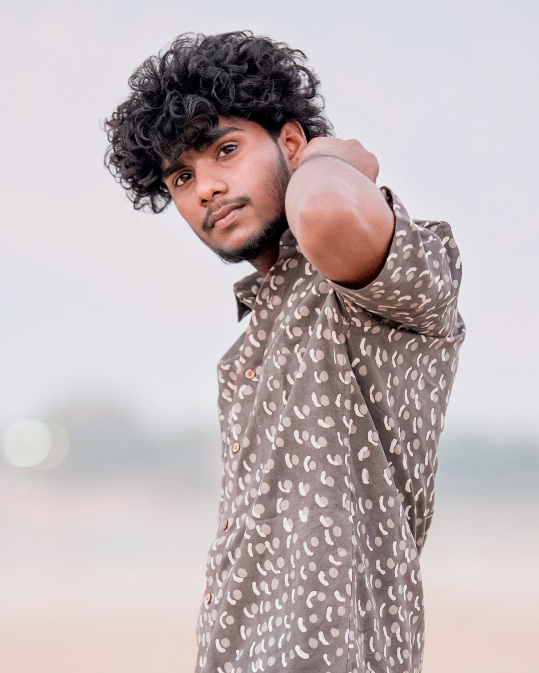Karvaah- Moonstone Natural Dye Hand Block Print Cotton Shirt