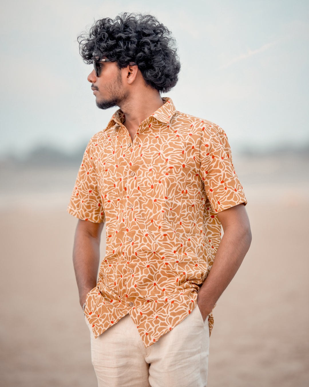 Karvaah- Rustic Bloom Heritage Natural Dye Hand Block Print Shirt