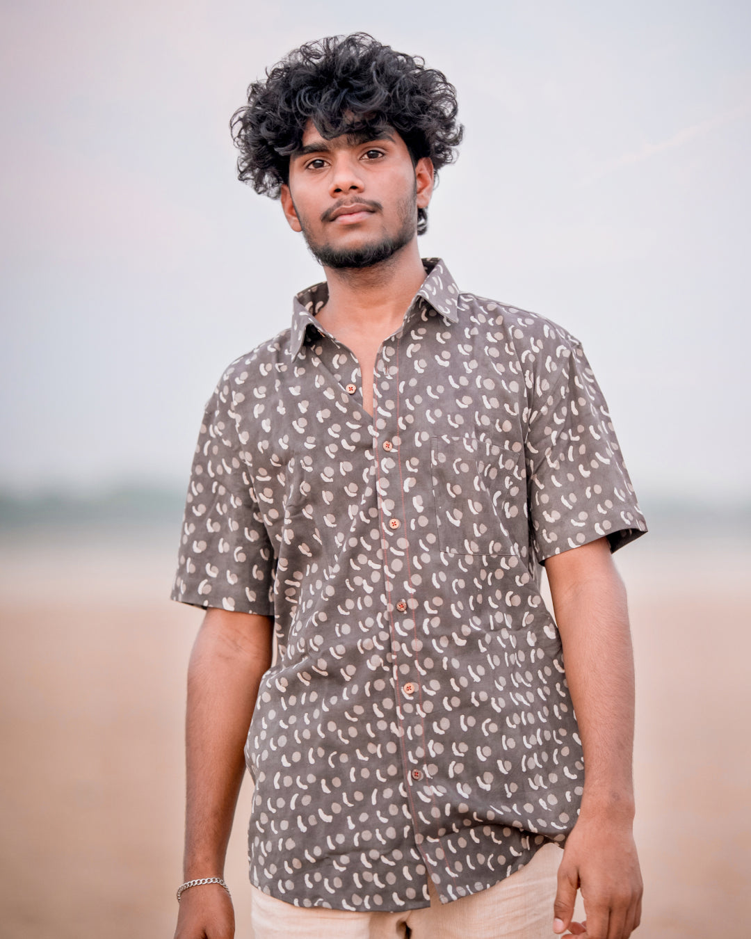 Karvaah- Moonstone Natural Dye Hand Block Print Cotton Shirt