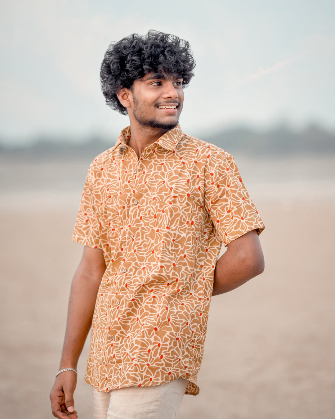 Karvaah- Rustic Bloom Heritage Natural Dye Hand Block Print Shirt