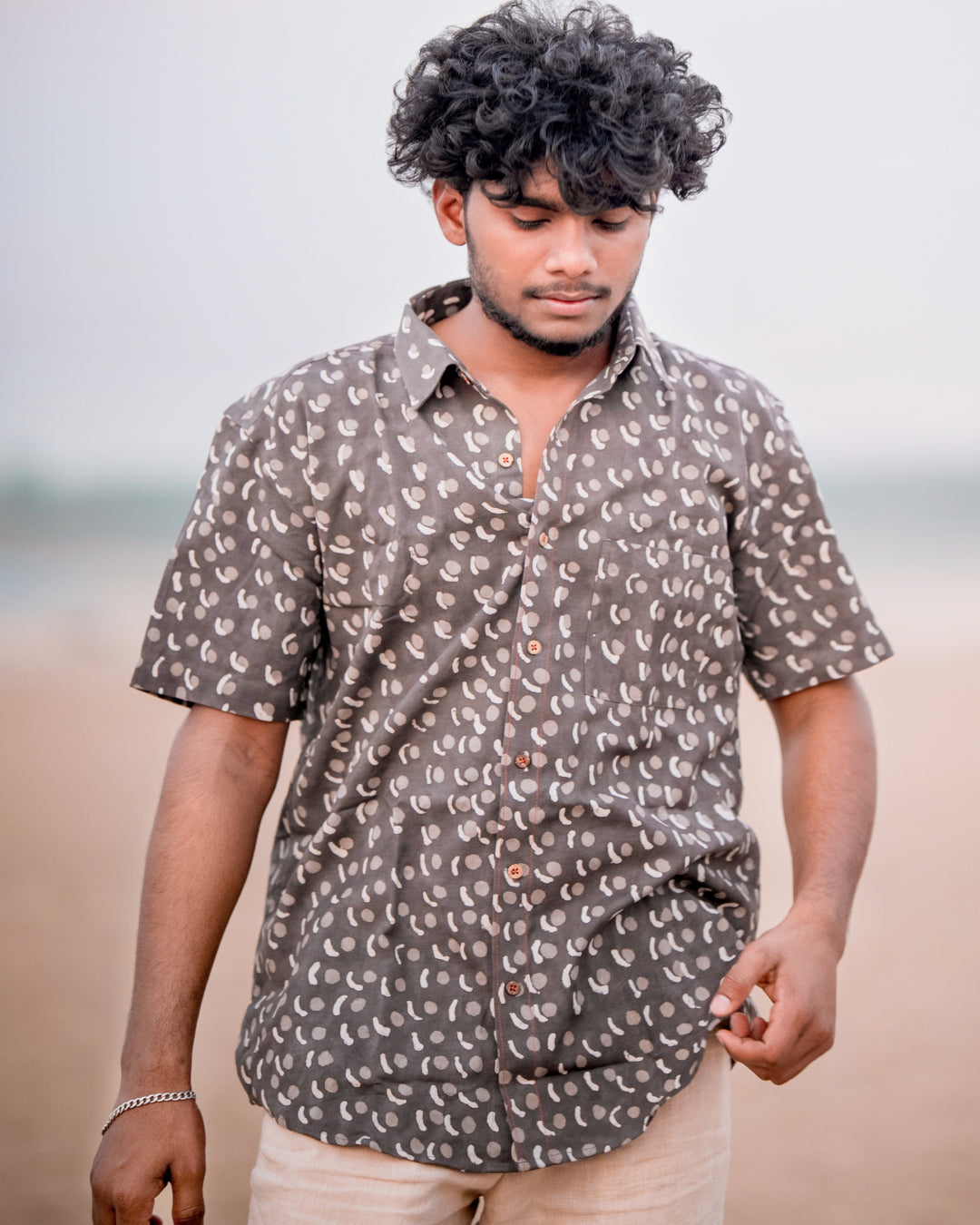 Karvaah- Moonstone Natural Dye Hand Block Print Cotton Shirt