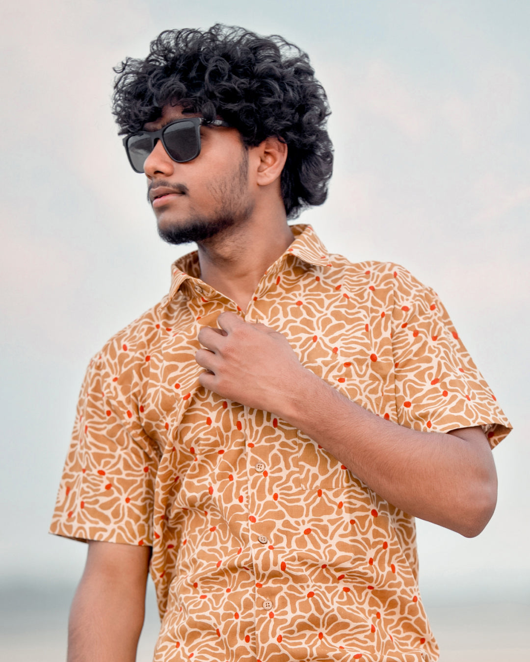 Karvaah- Rustic Bloom Heritage Natural Dye Hand Block Print Shirt