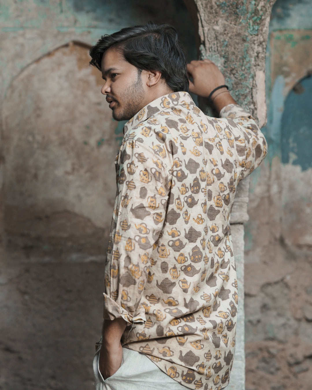 Karvaah -Rustic Brew Hand Block Print Cotton Shirt