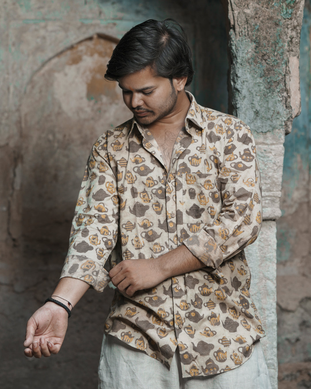 Karvaah -Rustic Brew Hand Block Print Cotton Shirt
