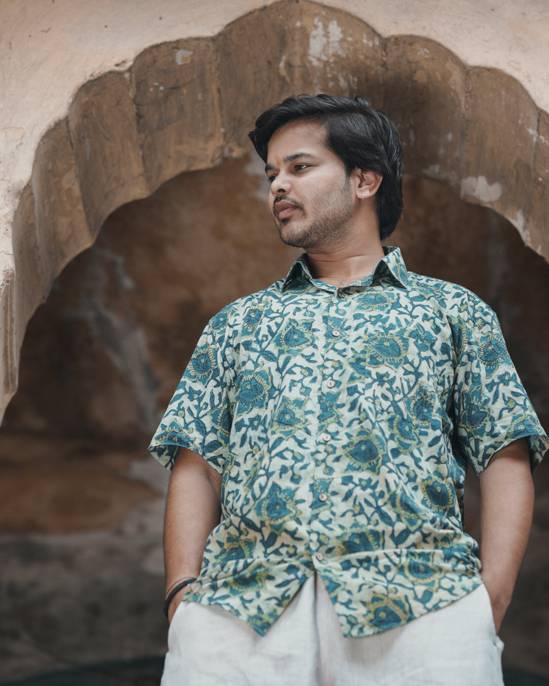 Karvaah- Vanaspati Natural Dyed Block Print Cotton Shirt