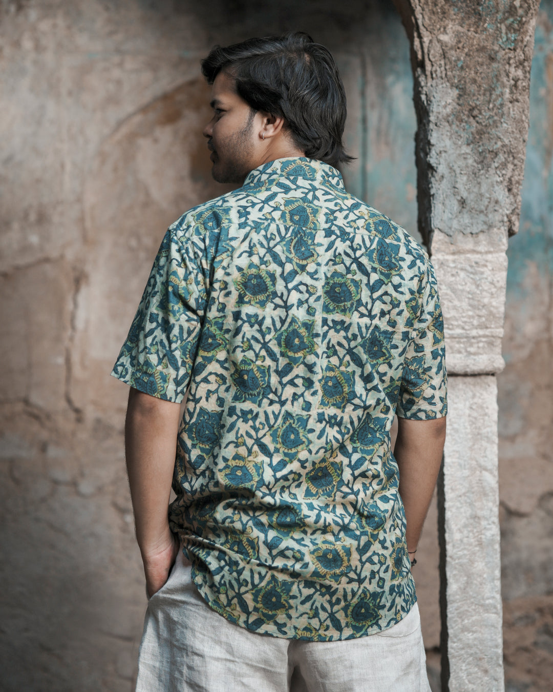 Karvaah- Vanaspati Natural Dyed Block Print Cotton Shirt