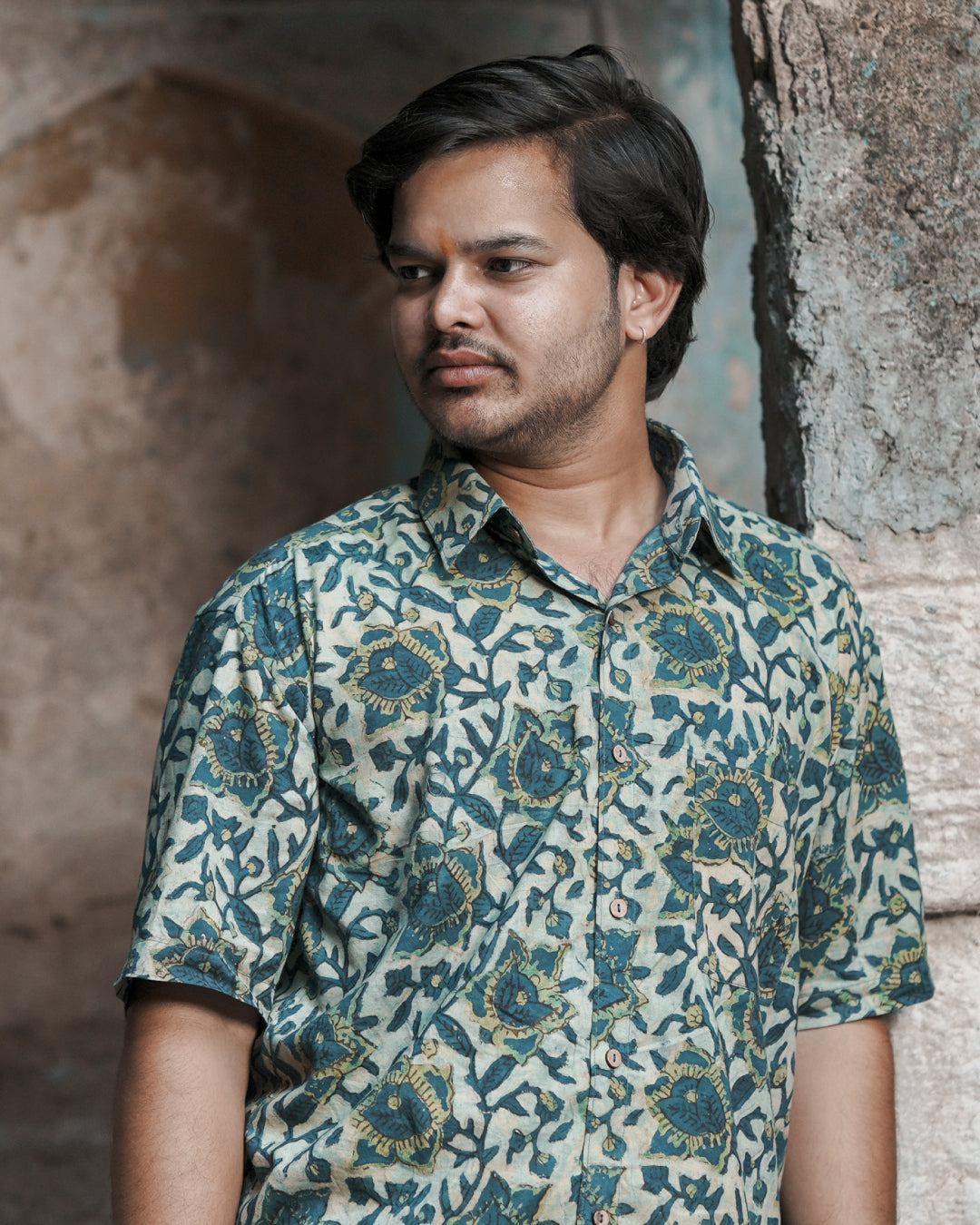 Karvaah- Vanaspati Natural Dyed Block Print Cotton Shirt